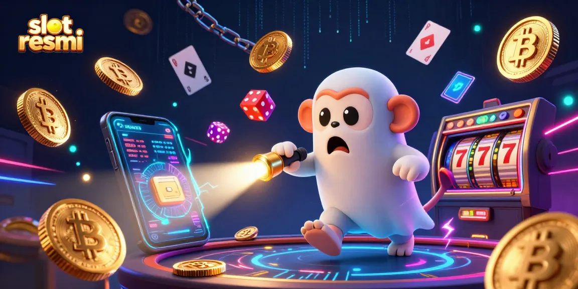 Visualisasi slot resmi menarik dengan hantu, koin, dan elemen permainan kasino.