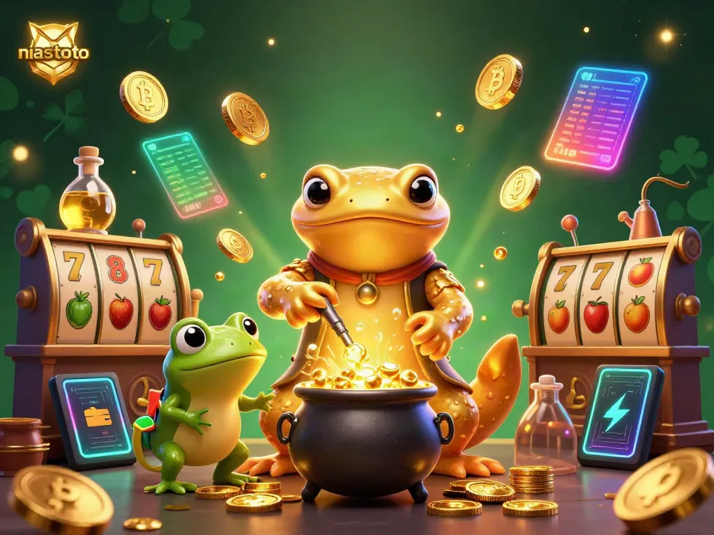 Niastoto menampilkan alkemis salamander emas yang mengolah logam menjadi koin emas dalam suasana kasino.