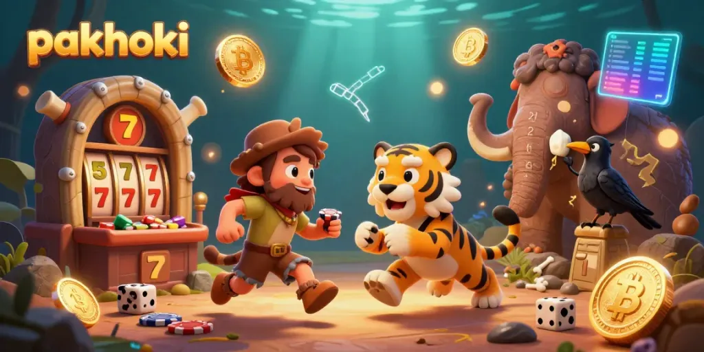 Permainan slot menarik di Pakhoki dengan karakter gua dan harimau sabertooth.