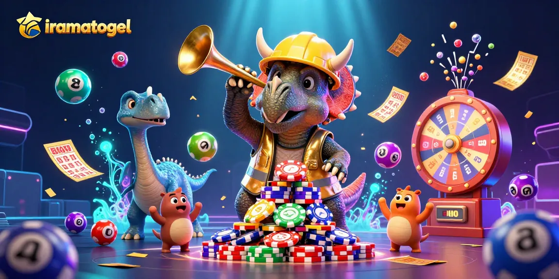 Merayakan kemenangan dengan iramatogel, triceratops membangun tumpukan chip poker.