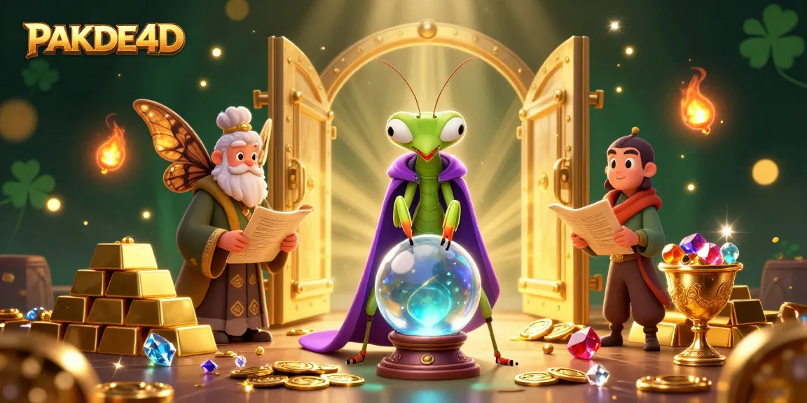 Experience winning chances with PAKDE4D's vibrant lottery scene featuring mystical elements and treasures.