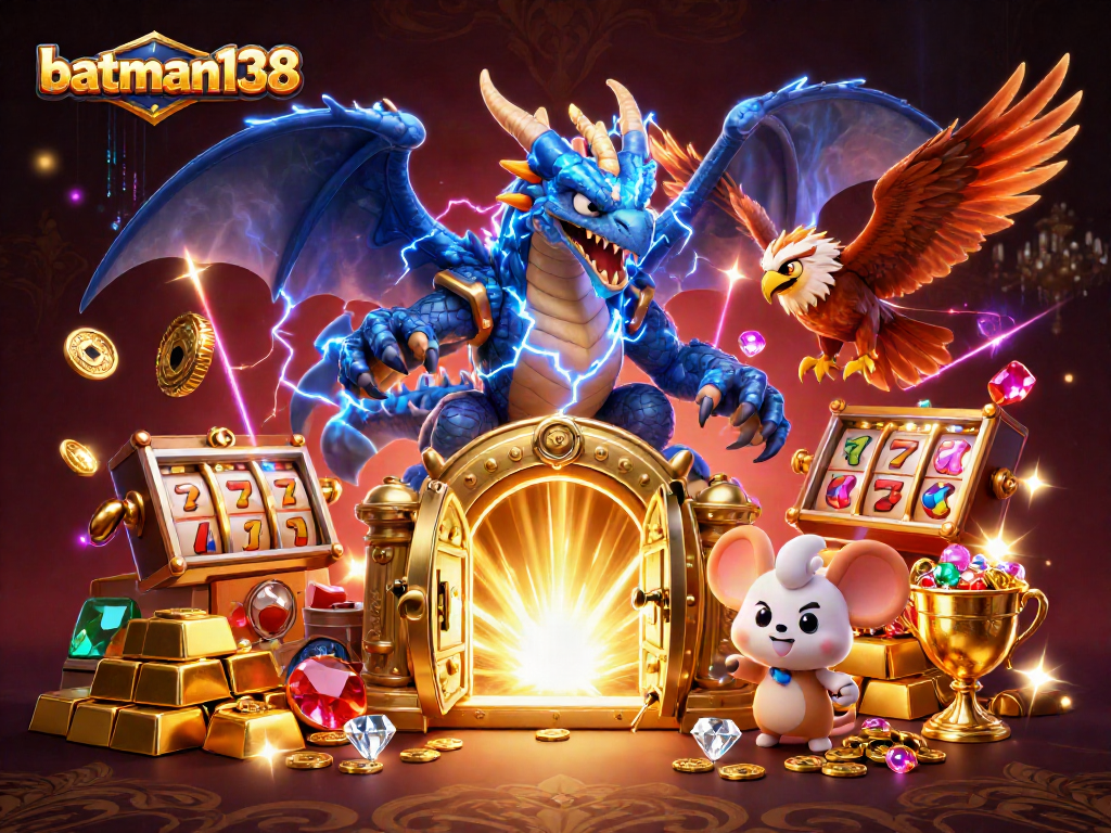 Spin the slot reels at batman138 while surrounded by treasures and mythical creatures.
