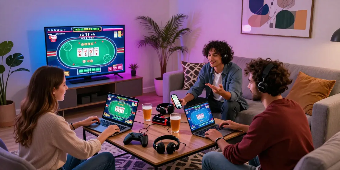 Friends enjoying a virtual gaming experience on sc88 with devices and vibrant room