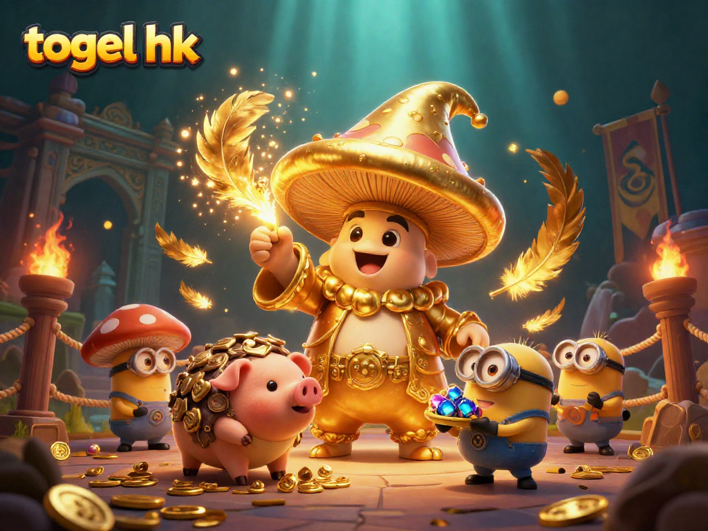 Experience thrilling gameplay with togel hk, featuring a golden mushroom wizard and treasure-hunting minions.