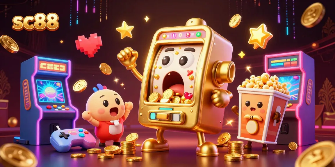 Experience the thrill of sc88 with a winning slot machine jackpot celebration amidst vibrant casino elements.