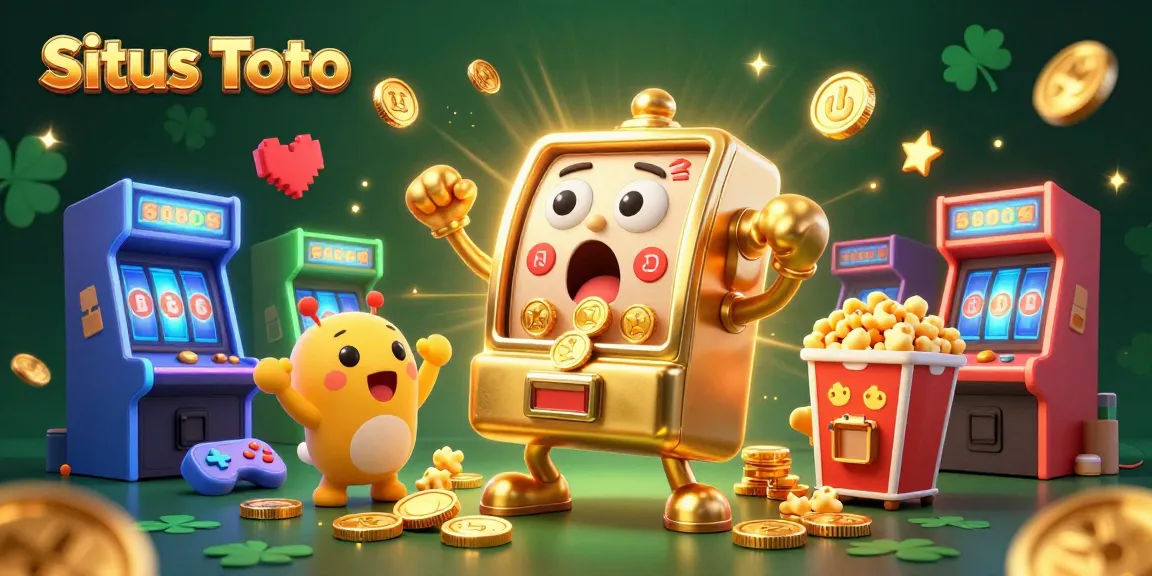 Situs Toto menawarkan mesin slot 3D emas beraksi dengan jackpot, dikelilingi permainan menarik.