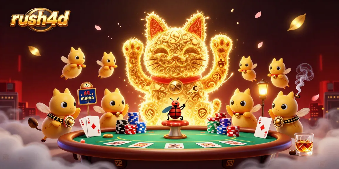 Menangkan pengalaman bermain rush4d dengan ilustrasi kucing keberuntungan yang menarik di kasino.