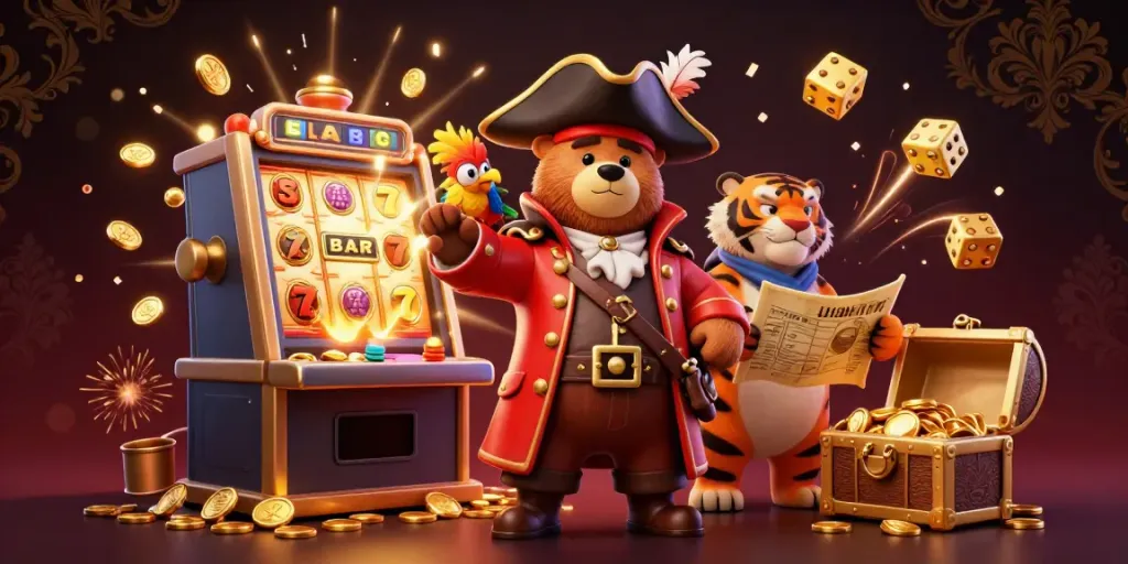 Slot jackpot bercampur kemewahan di kingliga dengan karakter lucu dan semarak koin.