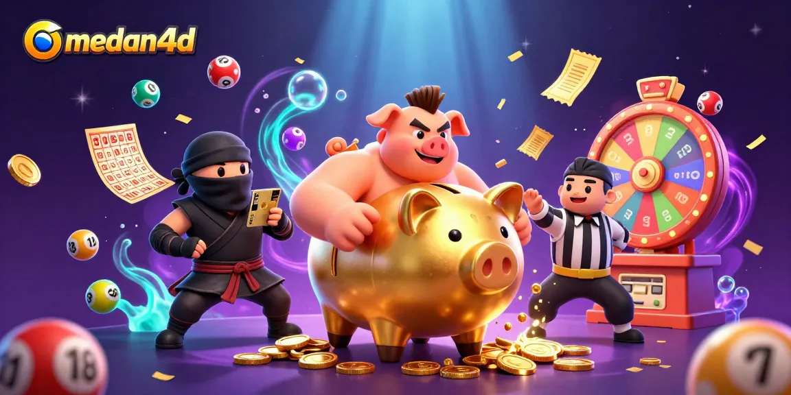 Medan4D membuat suasana penuh energi dengan sumo bankir piggy dan ninja bertarung di lotere digital.