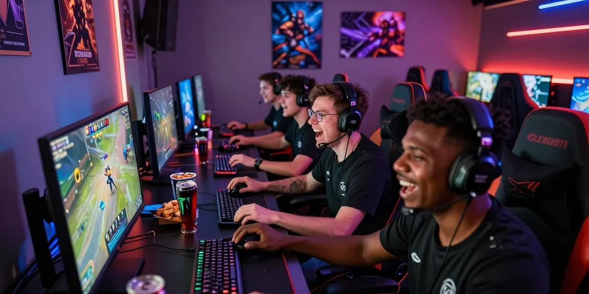 Rubahtoto dalam suasana gaming online yang seru dengan pemain antusias dan suasana berenergi.