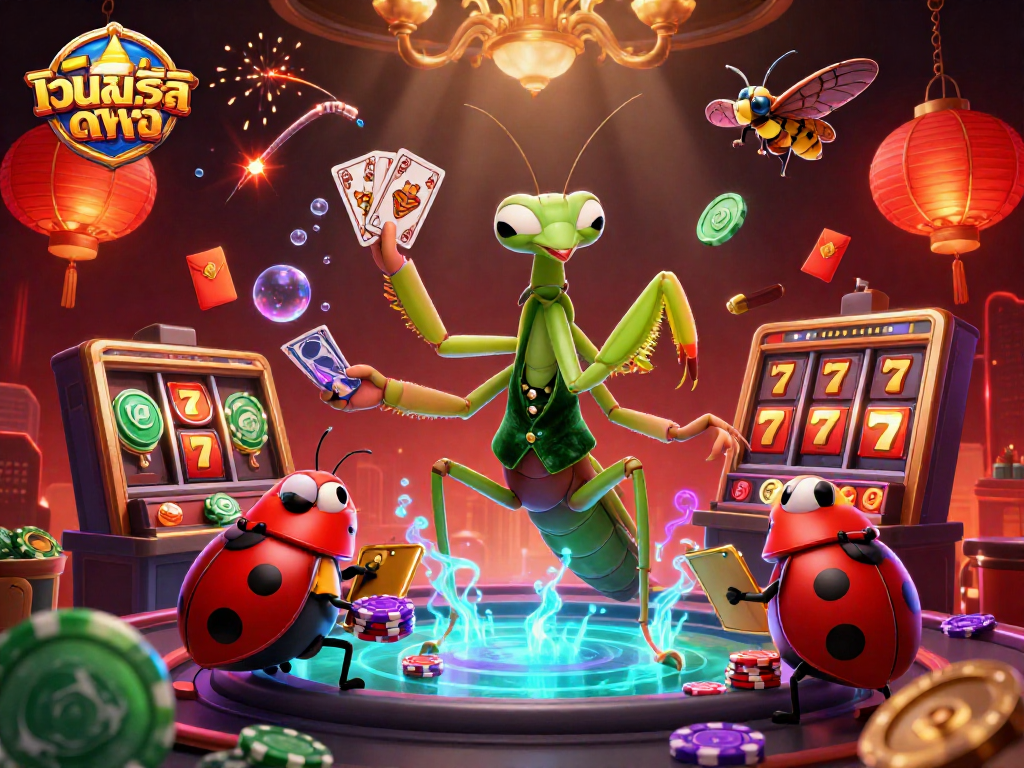 Experience the excitement of เว็บสล็อตตรง with vibrant characters in a casino setup, showcasing dynamic slot elements.