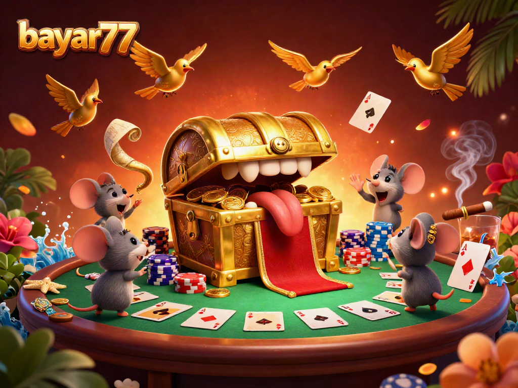 Bayar77 menarik perhatian dengan peti harta karun dan permainan poker menggoda.