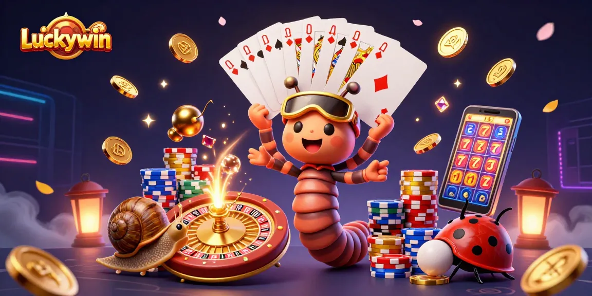 Experience winning moments with Luckywin's vibrant casino scene filled with excitement and gaming elements.