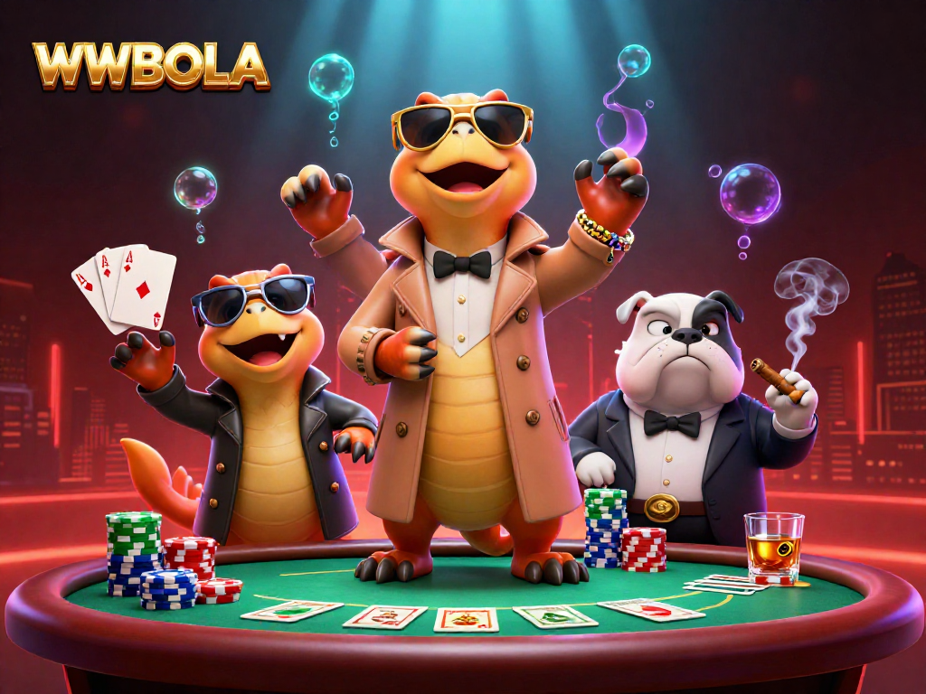Rasakan keseruan permainan slot di WWBOLA dengan ilustrasi kasino menarik dan penuh aksi.