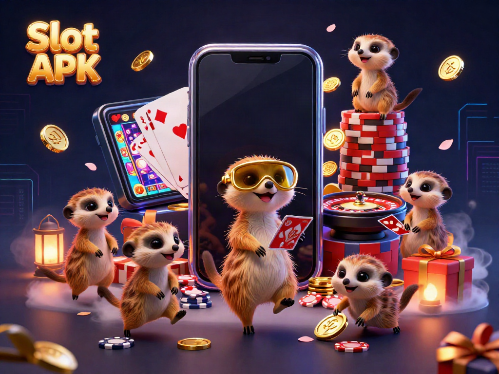 Experience the world of Slot APK with entertaining meerkats at a vibrant casino.