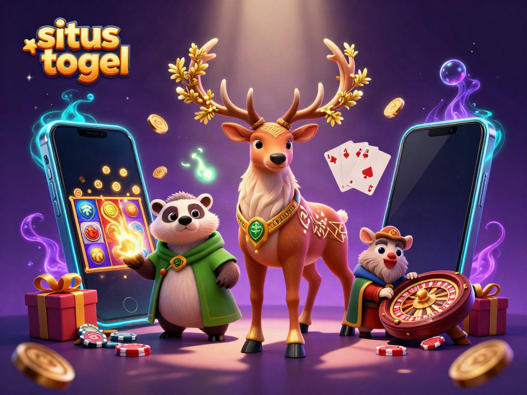 Engaging 3D visualization of situs togel themed illustration featuring gaming elements and characters.