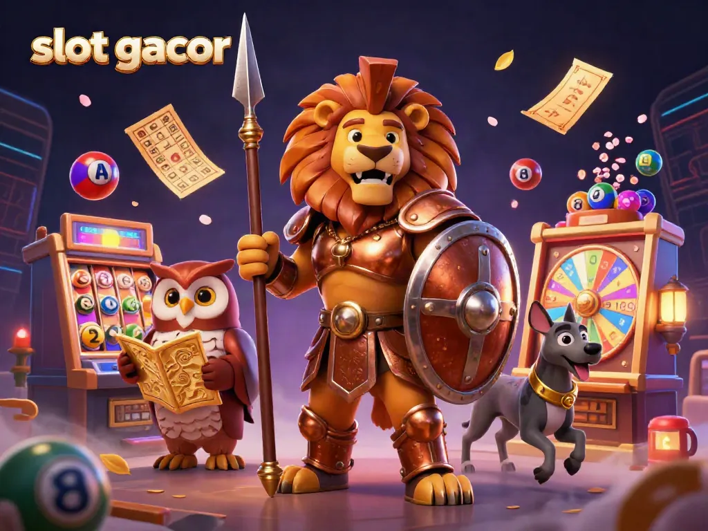 Experience the excitement of slot gacor with a dynamic 3D scene full of vibrant game elements and characters.