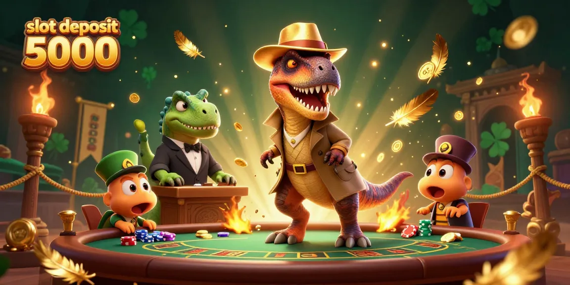 Spin the reels and win with slot deposit 5000 at an exciting casino table scene!