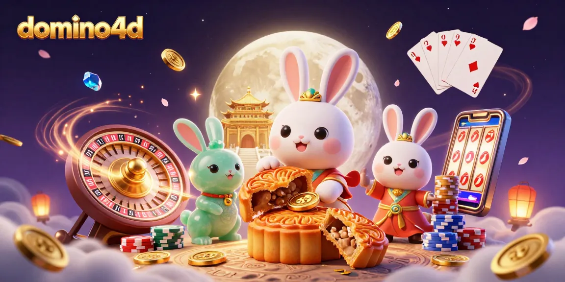 Menggulingkan chip poker sambil bermain domino4d di bulan dengan koin emas berkilau dan mesin slot.