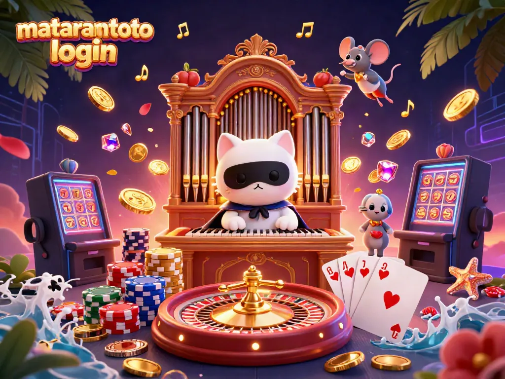 Engage with exciting games at mataramtoto login where a whimsical cat and mouse celebrate wins.