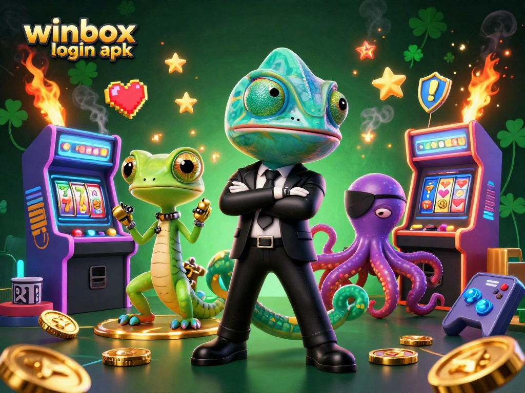 Winbox login apk scene with secret agents and casino game elements for active gambling