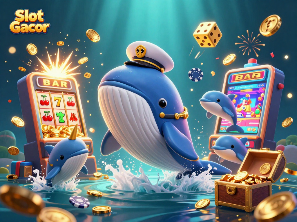 Experience thrilling Slot Gacor excitement with vibrant whales and fortune-filled coins!