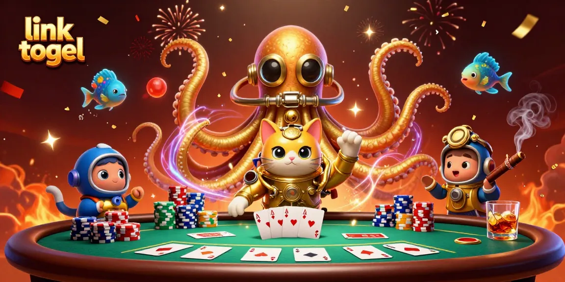 Menangkan permainan dengan link togel dalam ilustrasi kasino yang penuh warna dan hidup.
