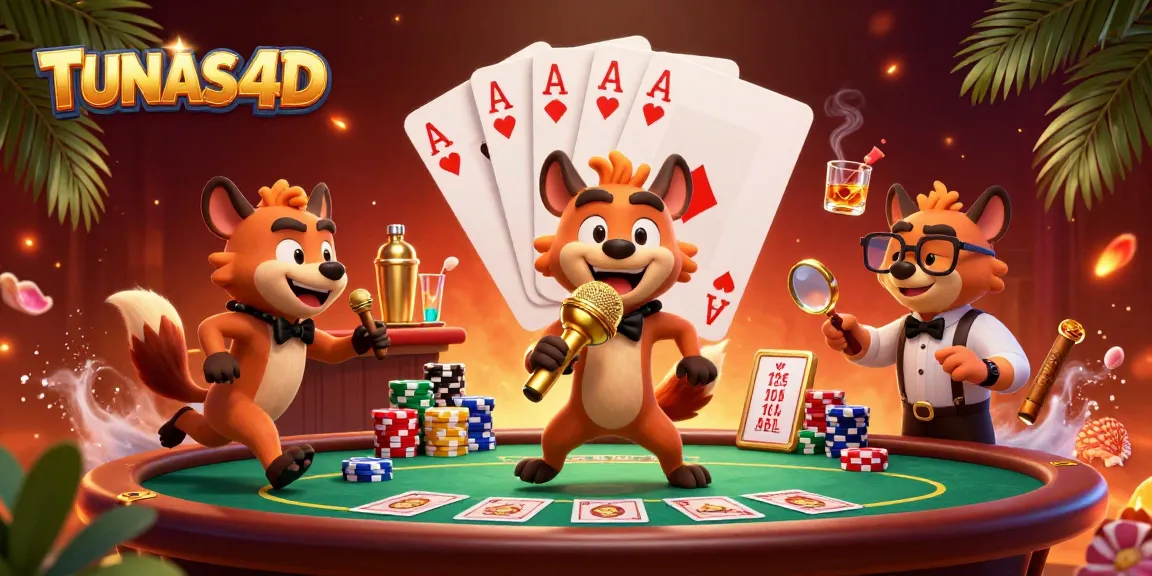 TUNAS4D hyenas create a lively gambling atmosphere with poker action and vibrant energy.