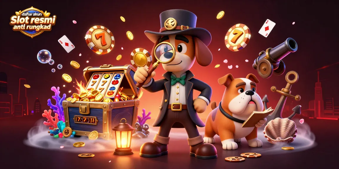 Spin to win with daftar akun slot resmi anti rungkad in vibrant colorful 3D casino illustration.