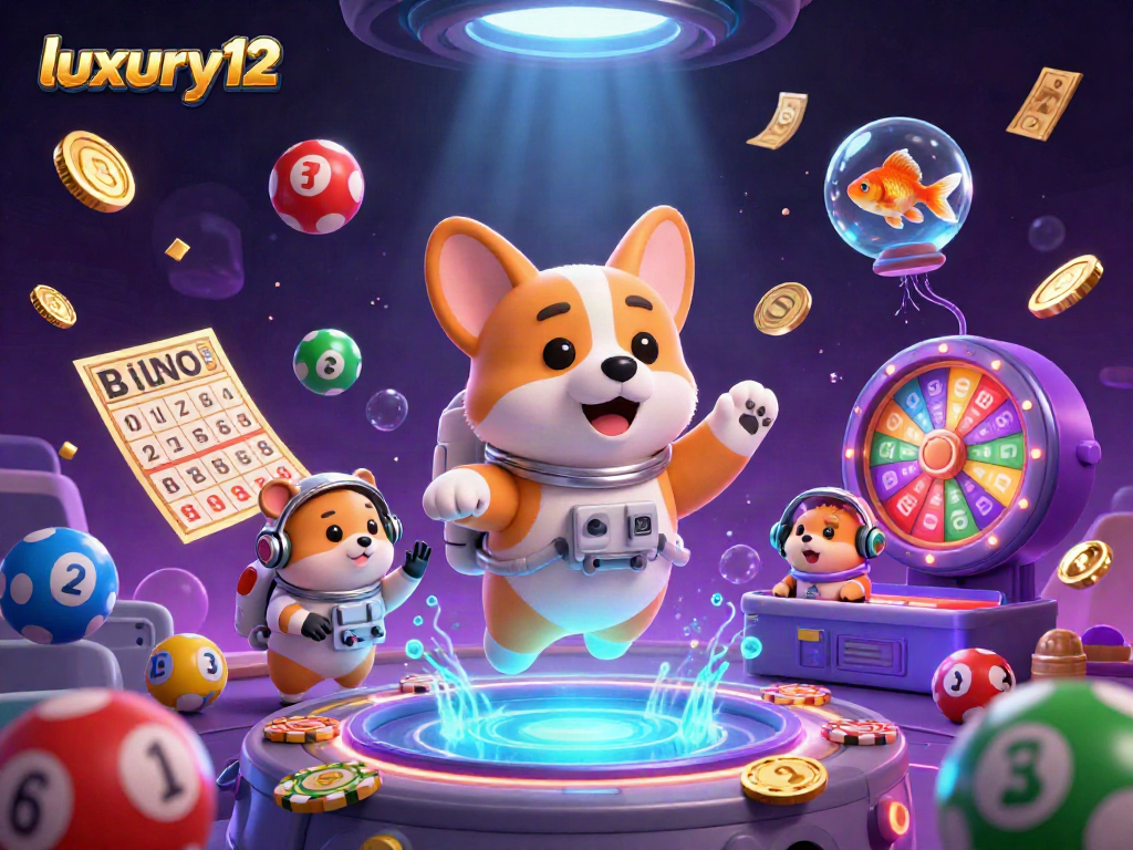 Engage with captivating casino fun as luxury12 celebrates vibrant lottery elements in a cosmic scene.