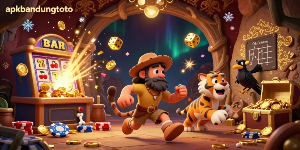 Experience the thrill of apkbandungtoto in this vibrant 3D casino scene featuring unique characters and game elements.