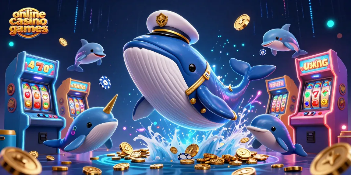 Engage with online casino games casinous featuring a cartoon whale, narwhal, and dolphins in a vibrant gambling scene.
