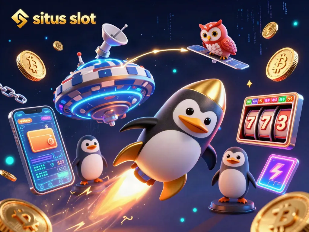 Rasakan kemenangan besar di situs slot dengan penguin emas mengudara menuju jackpot.