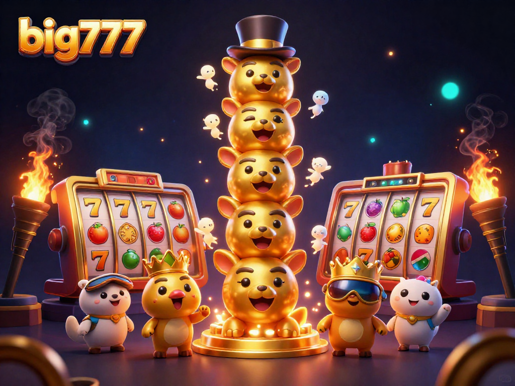 Experience the thrill of big777 slots with dynamic illustrations of winning reels and golden totem.