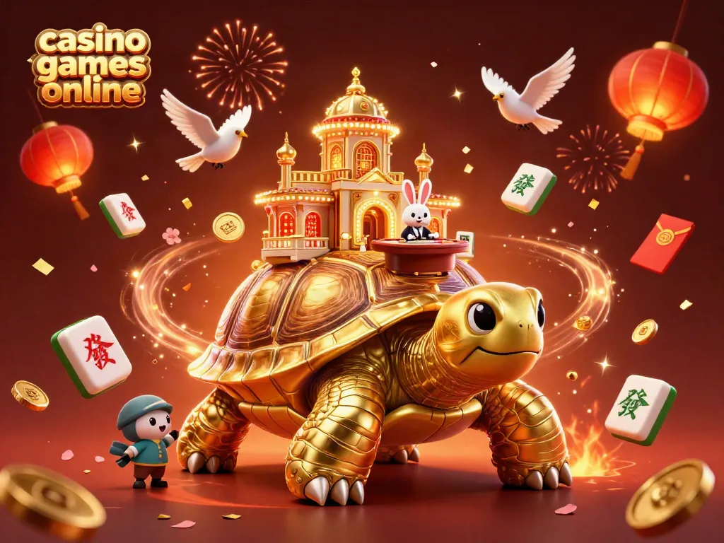 Experience thrilling casino games online in this vibrant 3D illustration of a magical game scene.