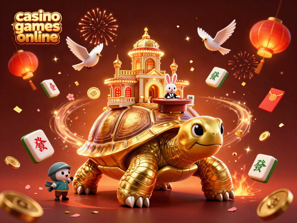 Experience thrilling casino games online in this vibrant 3D illustration of a magical game scene.