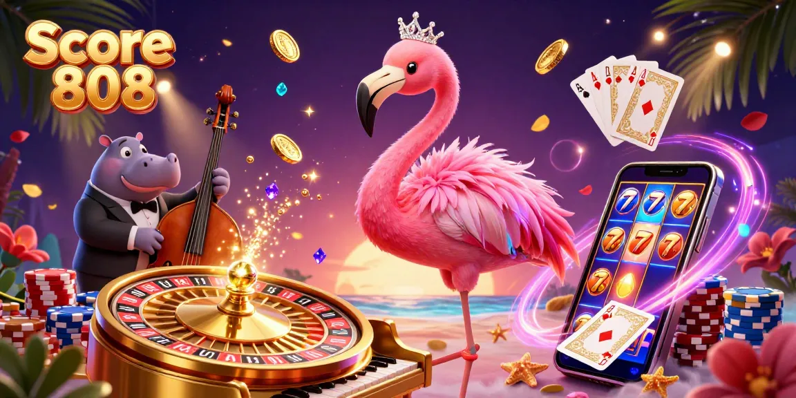 Experience Score 808 with vibrant 3D gaming elements, showcasing casino excitement through dynamic visuals.
