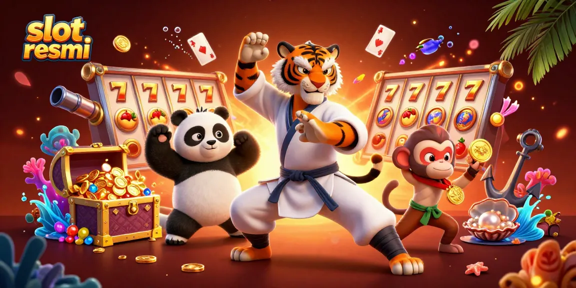 Menyusuri slot resmi sambil meraih jackpot dengan karakter memukau dalam ilustrasi ceria dan penuh warna.