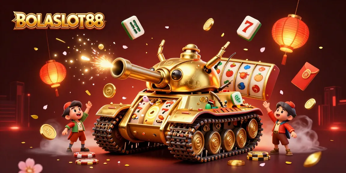 BOLASLOT88 mempersembahkan kasino mini dalam tank keong emas yang menyebarkan koin dan konfeti.