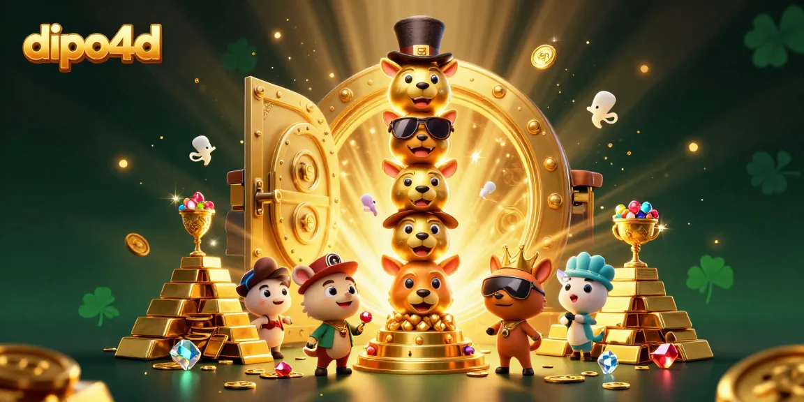 Experience the excitement at dipo4d with this vibrant casino illustration showcasing a colorful totem pole and treasure.