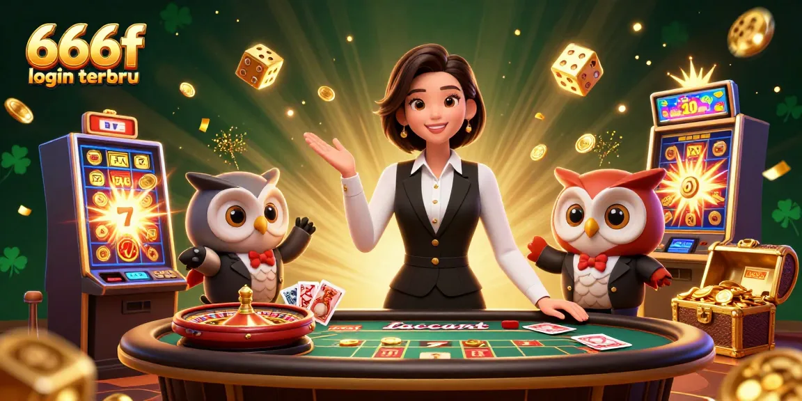 Experience the dynamic world of online gaming with captivating 666f login terbaru illustration showcasing slot machines, dealers, and excitement.