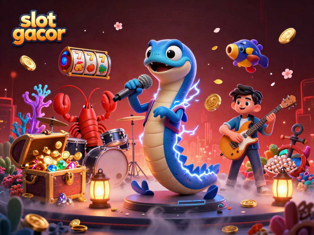 Experience thrilling gameplay with slot gacor in a vibrant underwater casino scene featuring lively characters and dynamic elements.