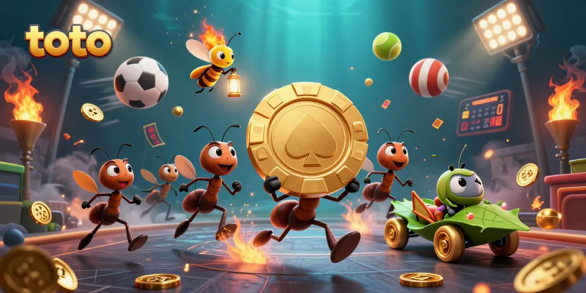 Menangkan toto dengan tim semut lucu membawa chip poker emas dalam aksi seru.