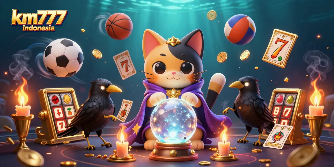 Engage with km777 indonesia's vibrant gaming experience featuring a mystical scene of fortune teller characters and dynamic game elements.