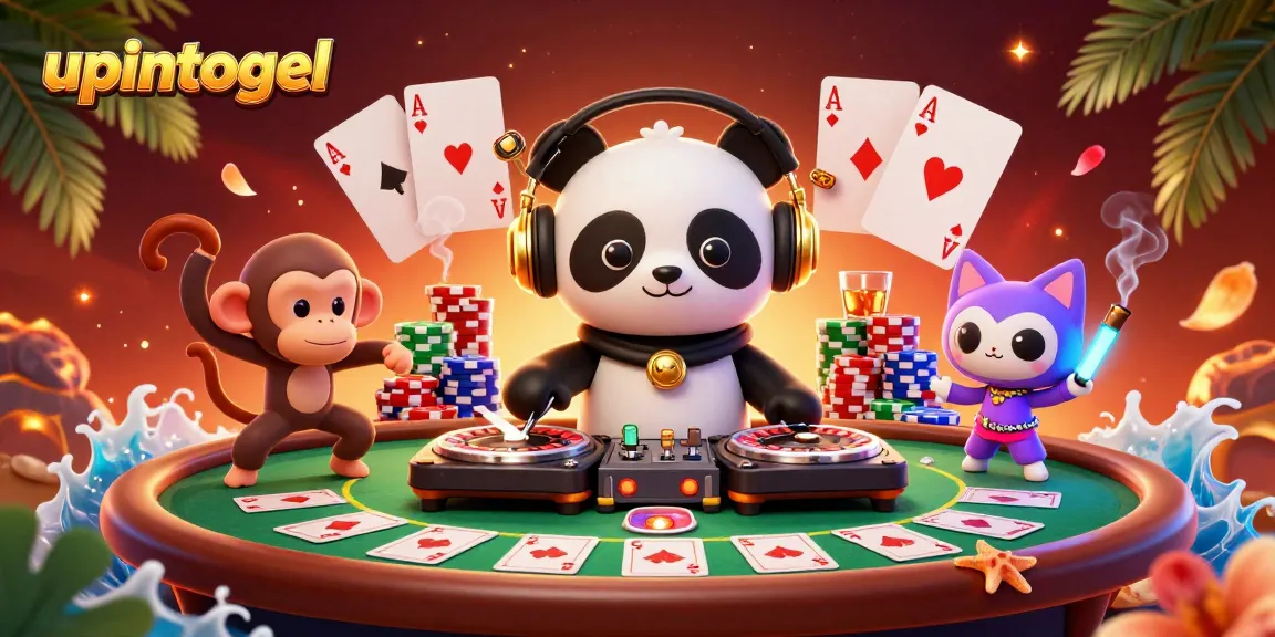 Mengunggulkan upintogel dengan ilustrasi kasino 3D yang menampilkan panda DJ, monyet breakdance, dan kucing menggunakan glow-stick.